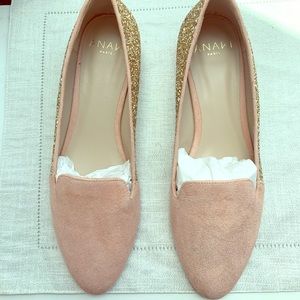 Anaki Pink Glitter Suede Loafers